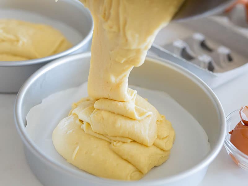 Vanilla Batter Into Cake Pan