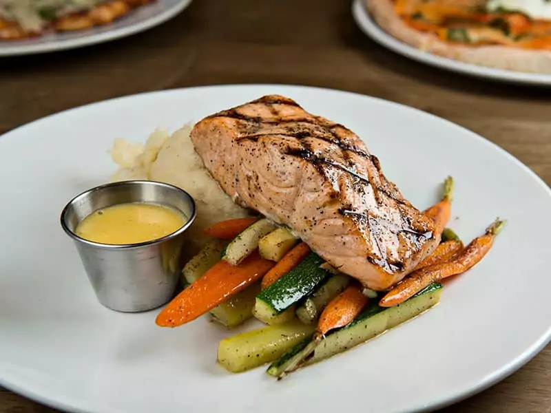 Mix Canned Salmon and Roasted Veggies