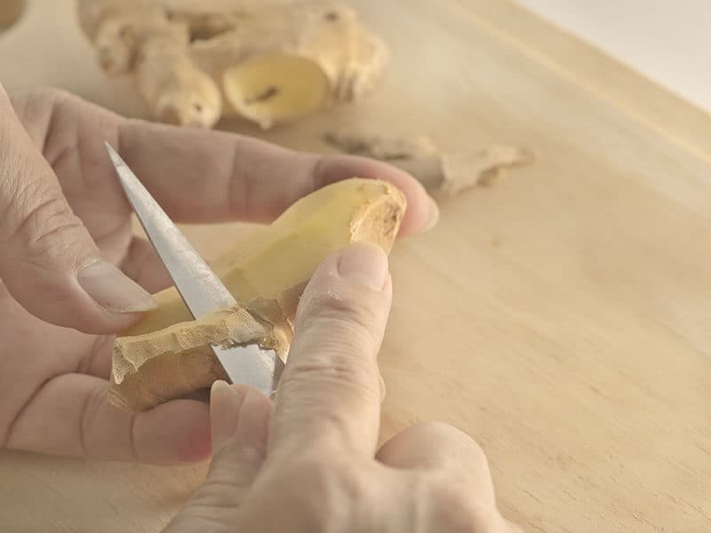 Peeling Ginger Root