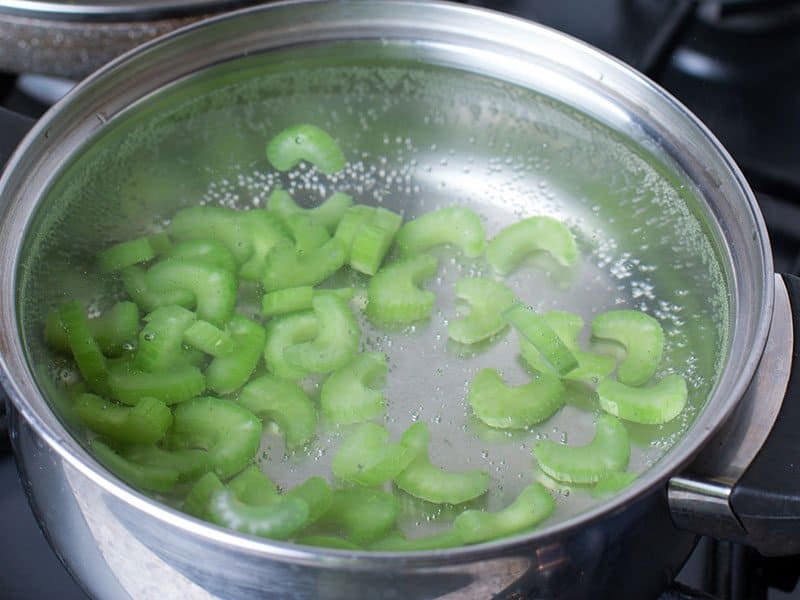 Pieces Celery Boiling
