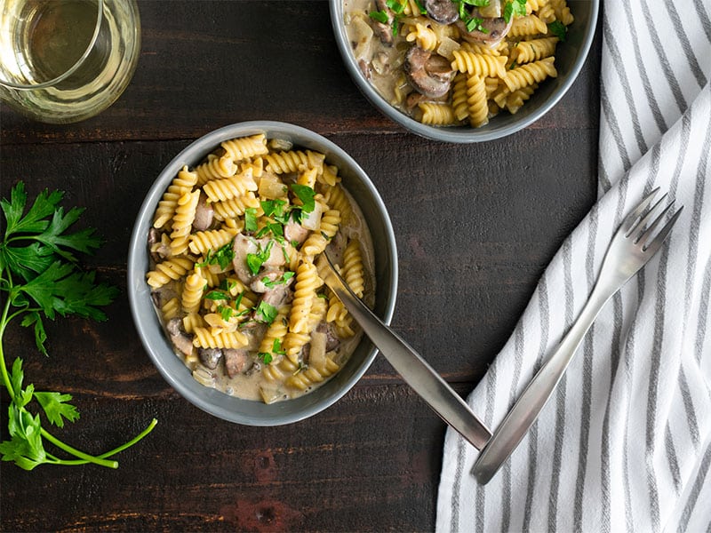 Mushroom Bowls Rotini Pasta