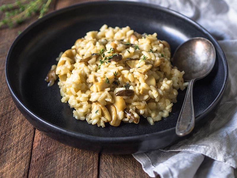 Risoto preparado com Cogumelos