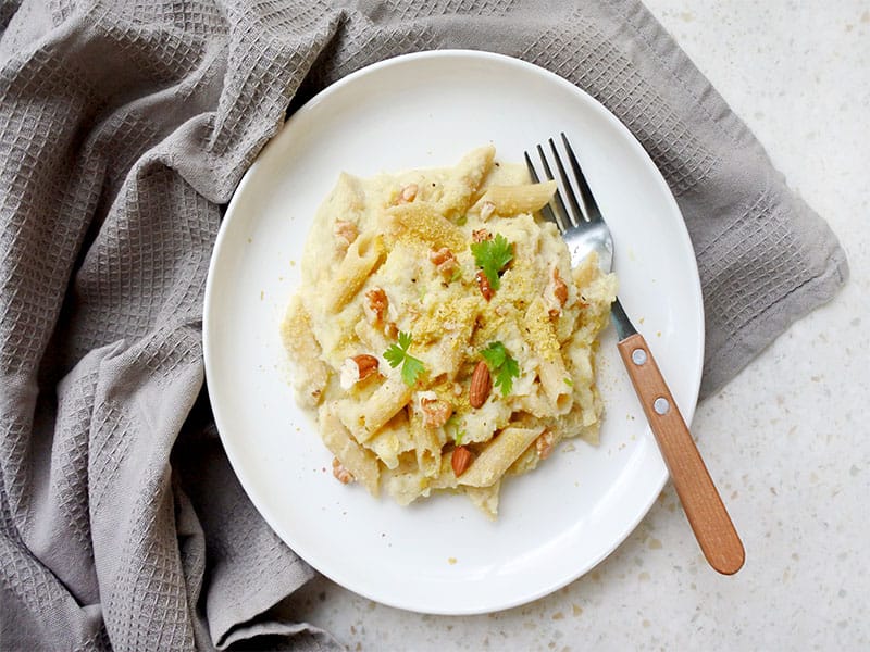 Vegan Alfredo Pasta Cooked