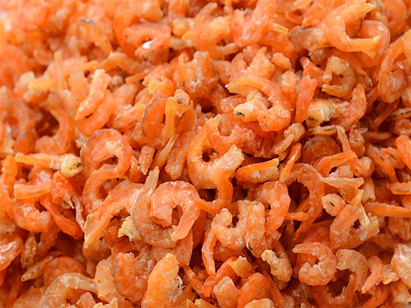 Dried Shrimp On White