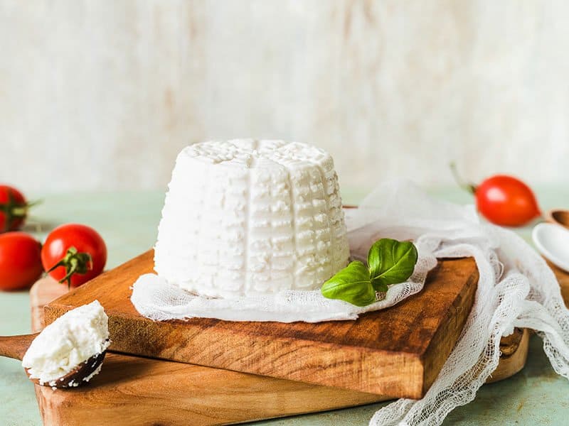 Ricotta Cheese On Wooden