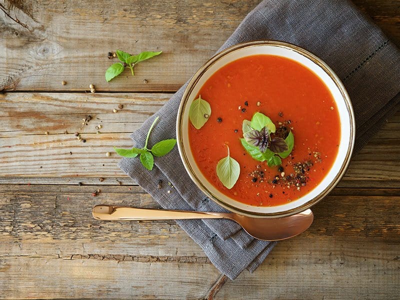 Tomato Soup On Wooden