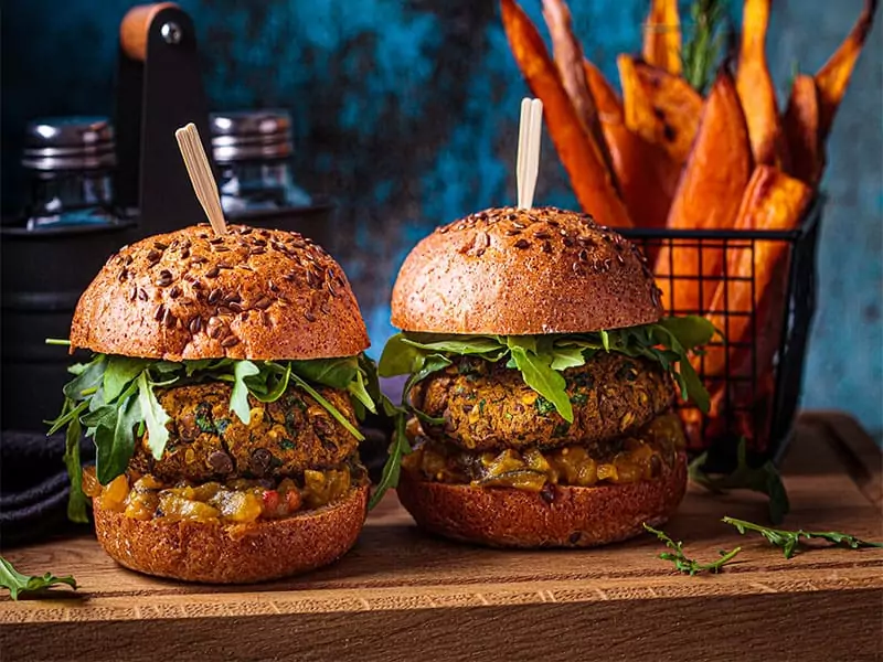 Vegan Lentil Burger Arugula