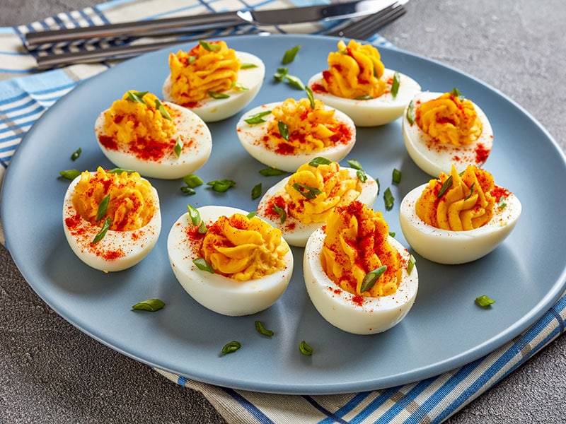 Deviled Eggs Sprinkled Paprika 