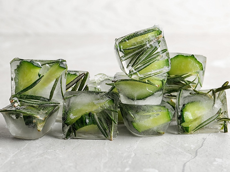 Ice Cubes Cut Cucumber