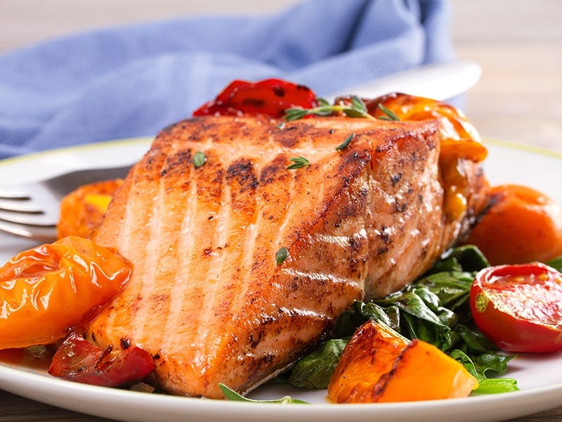 Salmon Fillet Spinach Tomatoes