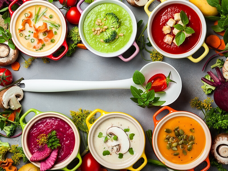 Colorful Vegetables Cream Soups