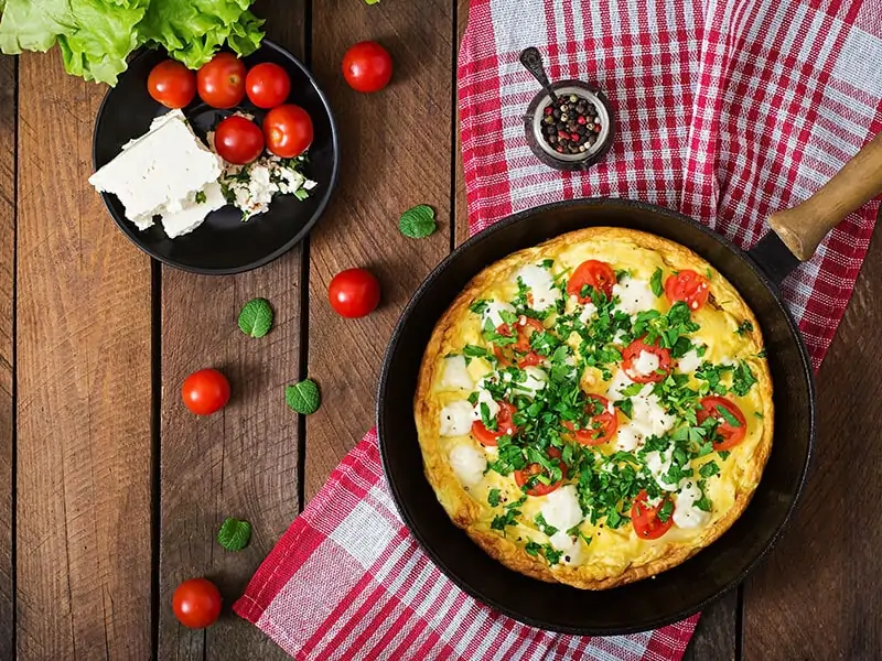 Omelet Topped Feta Cheese