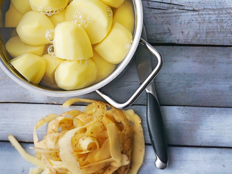 Peeled Potatoes Pot Cooking