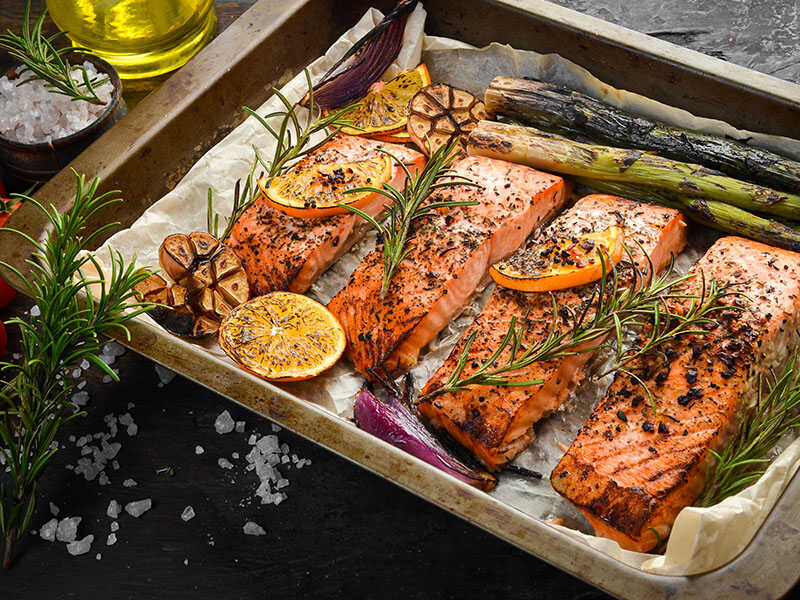 Salmon Rosemary Lemon Vegetables