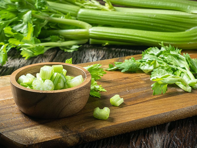 Sliced Fresh Celery Stalk