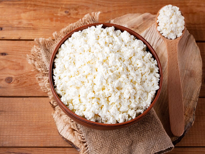 Cottage Cheese on Wooden