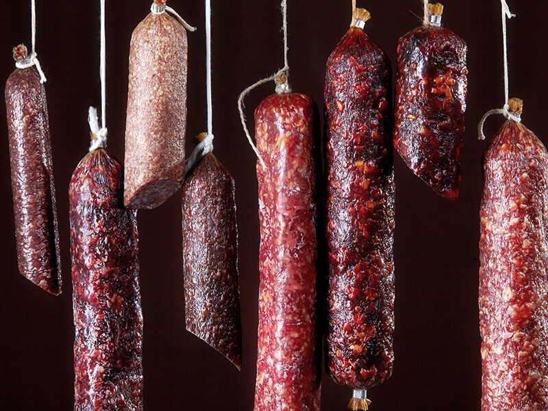 Hanging Salami Sausages