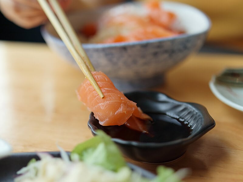 Salmon Sashimi With Soy Sauce