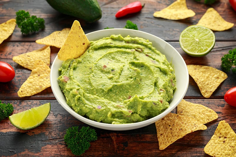 Bowl Fresh Guacamole Nachos Chips