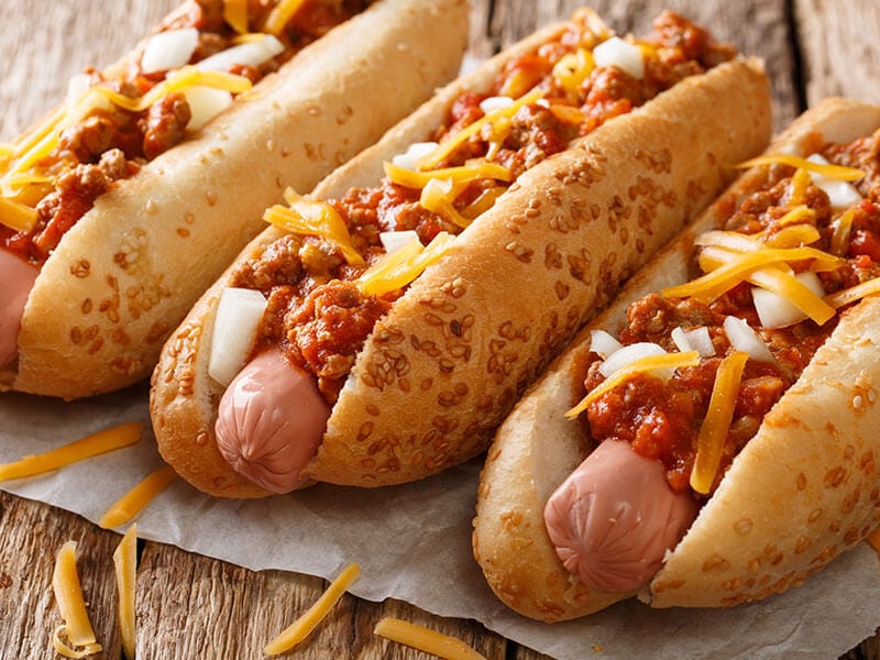 Chill Hot Dog With Cheddar Cheese