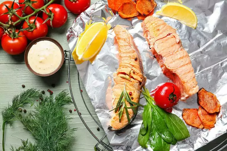 Cooling Rack Tasty Cooked Salmon Vegetables