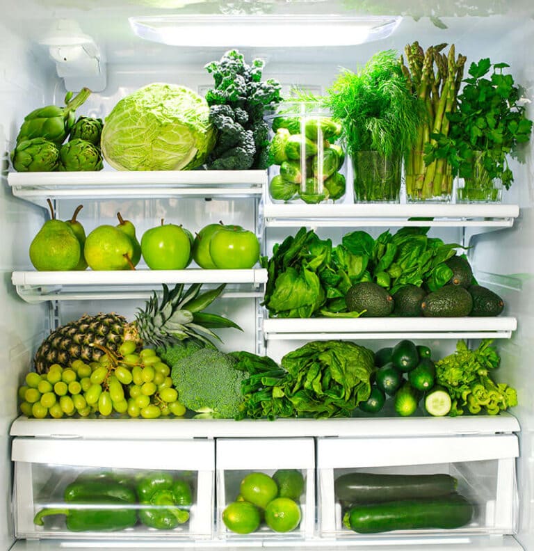 Fresh Green Vegetables Fruits Fridge