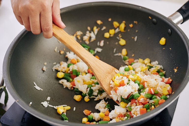 Frying Rice Vegetables