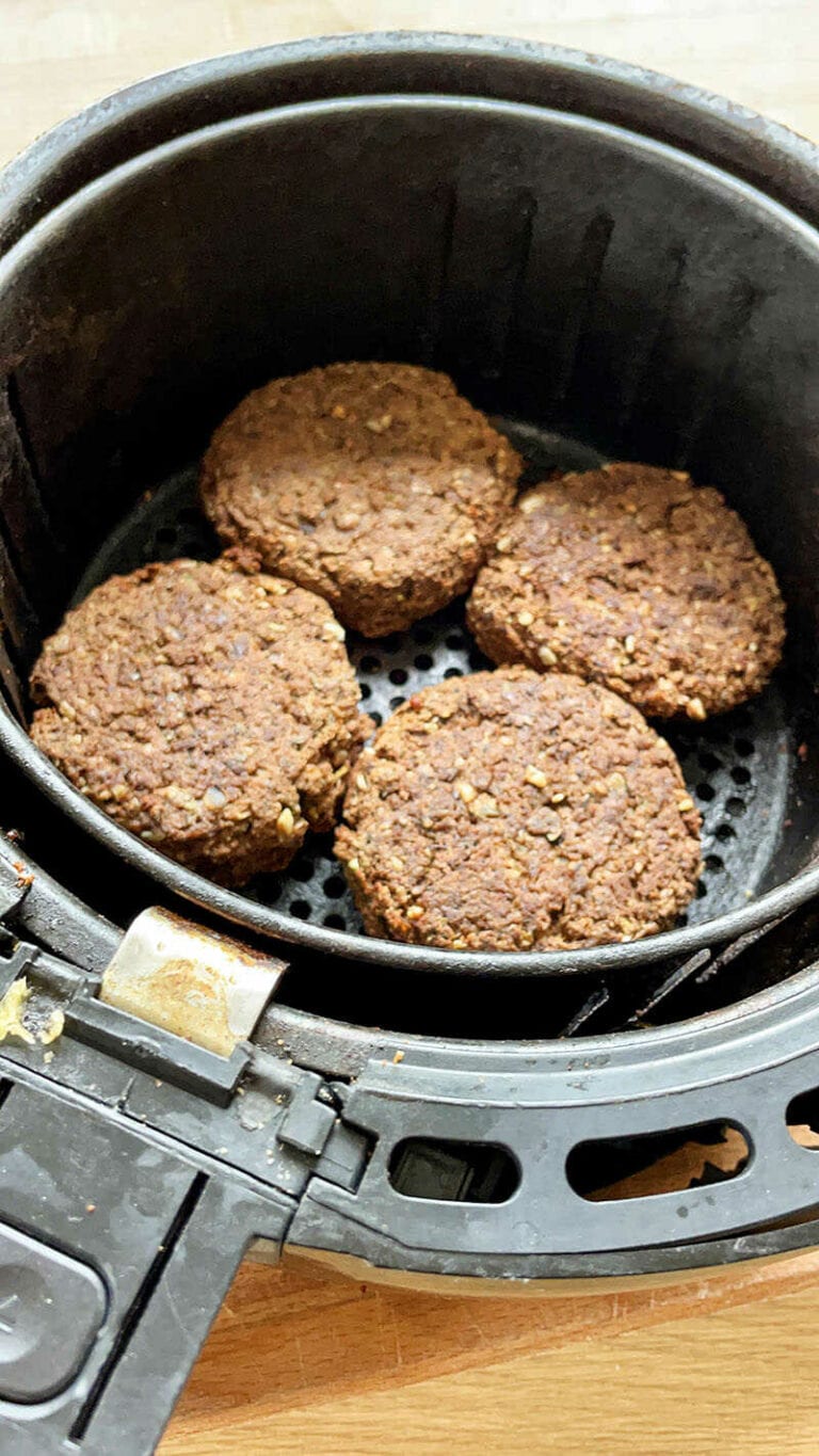 Burgers Cooking In Air Fryer