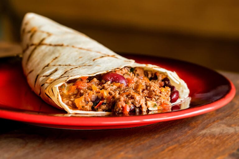 Burrito Minced Meat On Plate