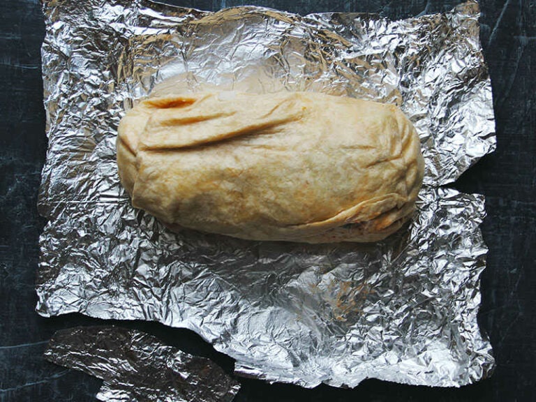 Burrito Served On Table Foil