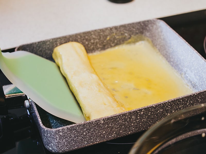 Cooking Tamagoyaki Japanese Omelet