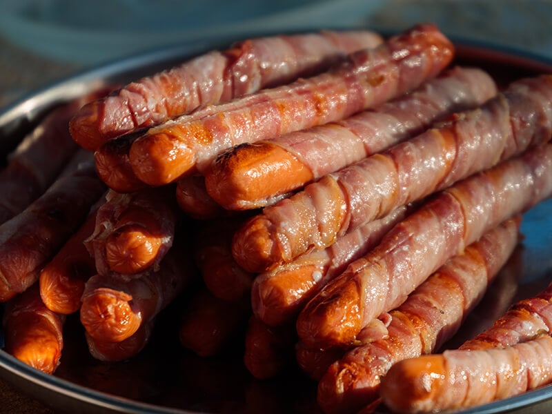Fried Hot Dogs Wrapped in Ham