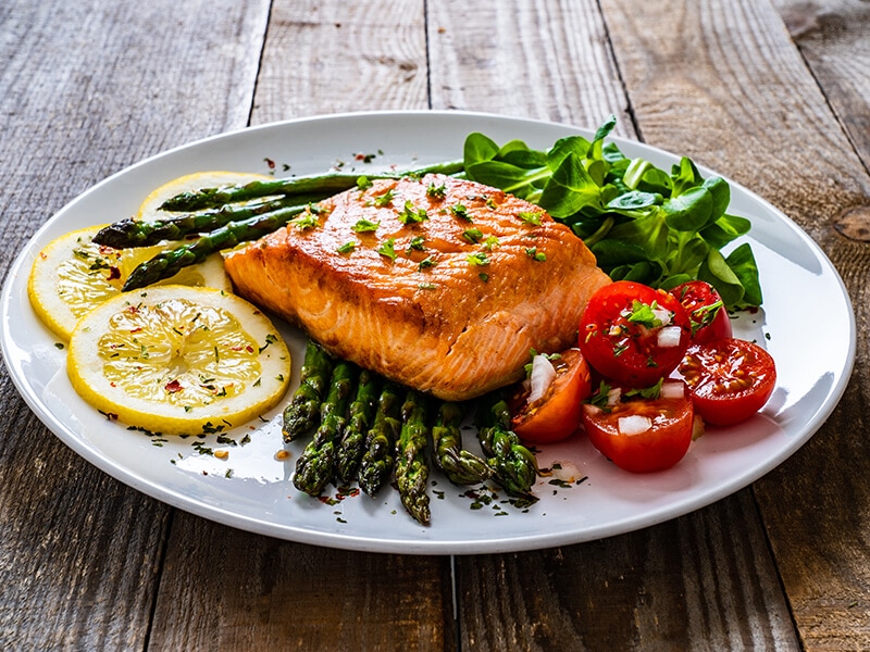 Fried Salmon and Asparagus