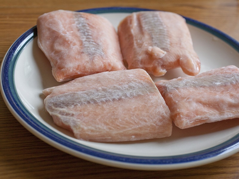 Frozen Salmon Steaks Thawing