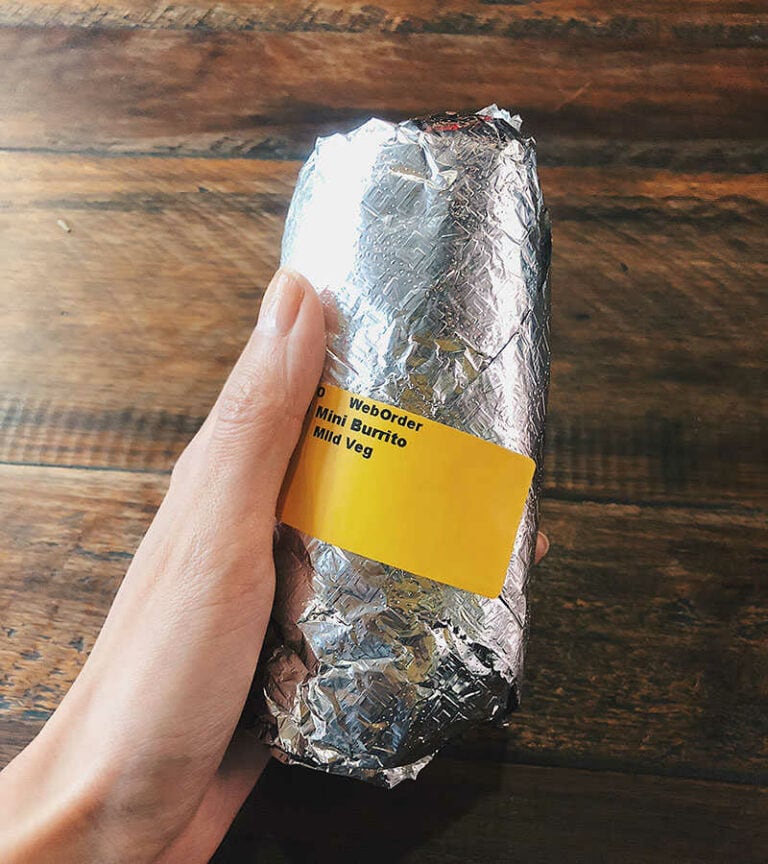 Hand Holding Wrapped Burrito