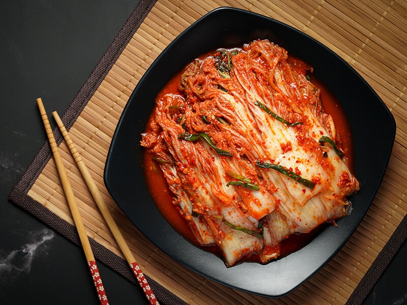 Kimchi in Black Dish