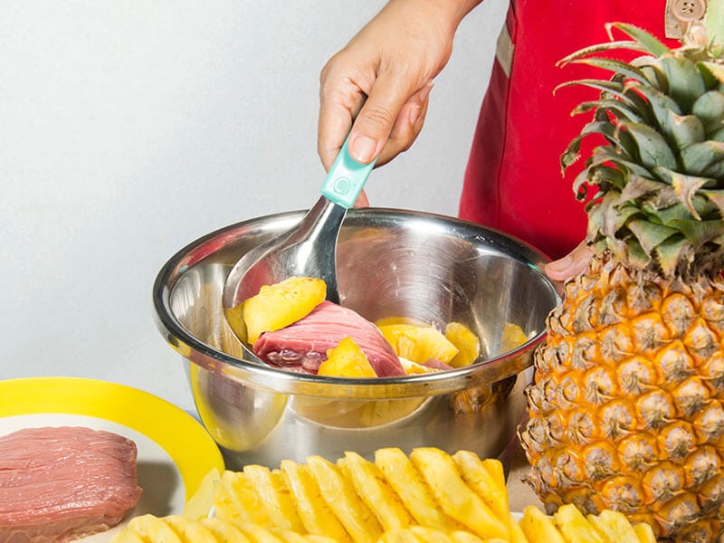 Marinating Beef Pineapples