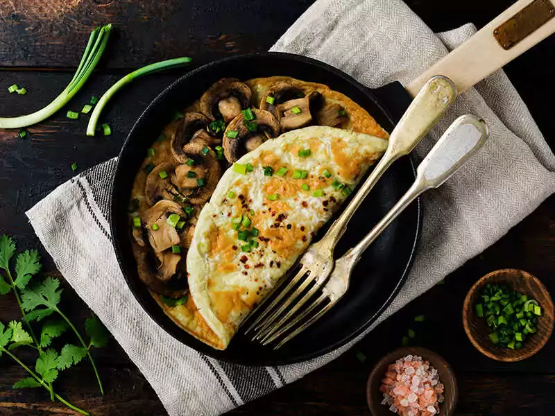 Omelette Mushrooms Green