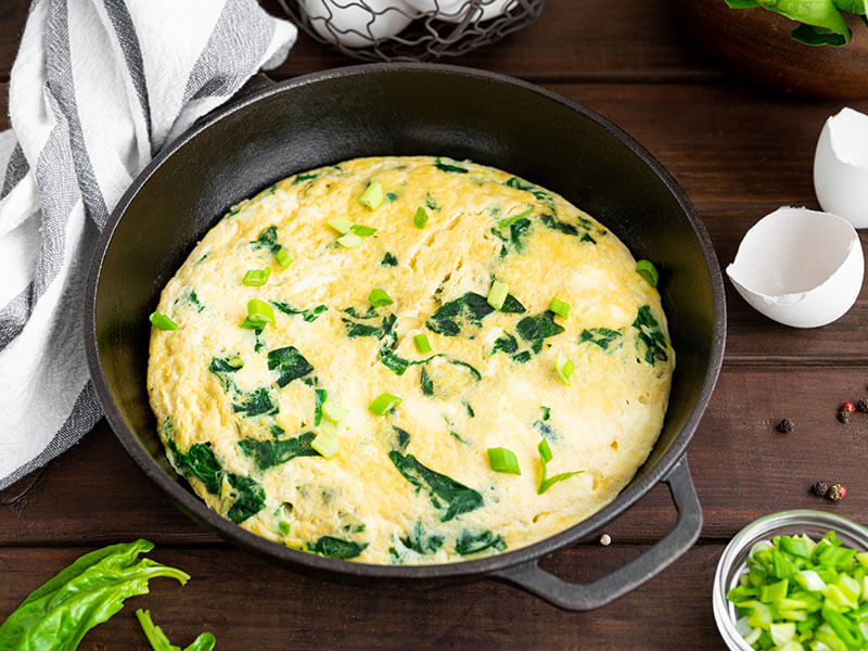 Omelette Spinach Green Onions