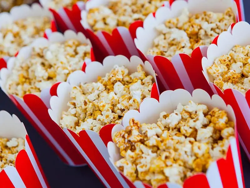 Popcorn in Striped Cups