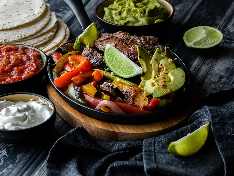 Skillet Filled Making Fajitas