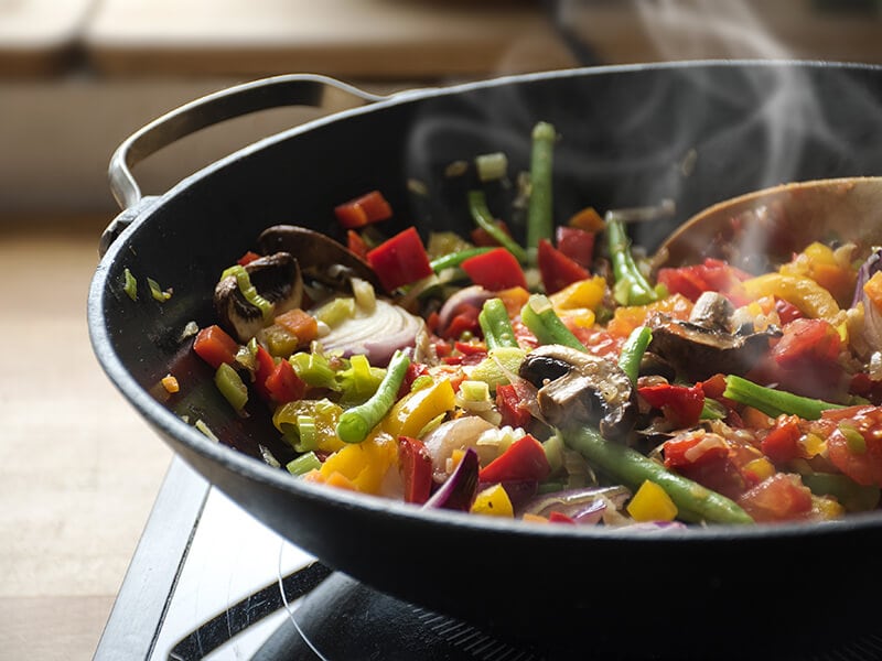 Steaming Mixed Vegetables in Wok