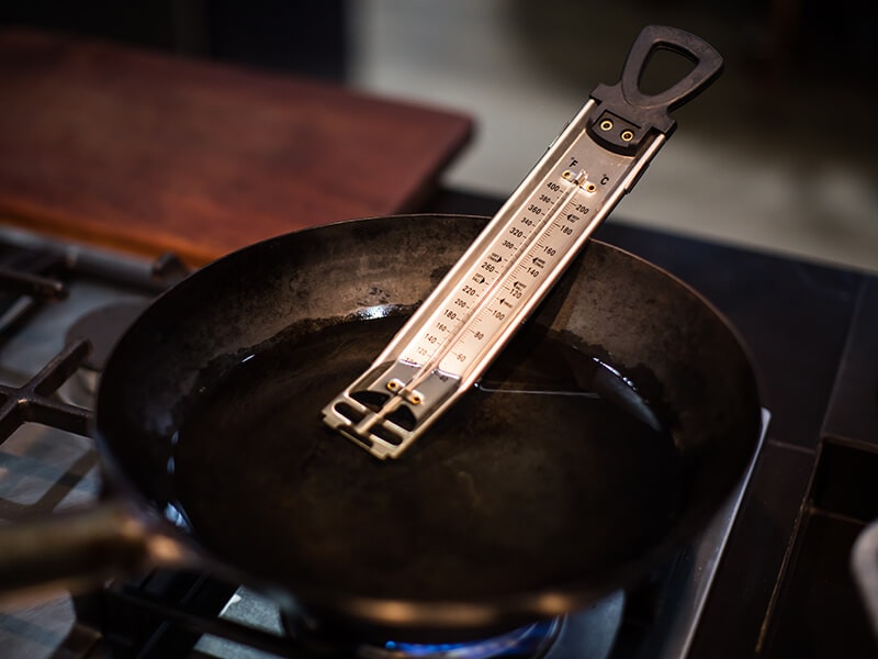 Thermometer in Hot Oil Avocado