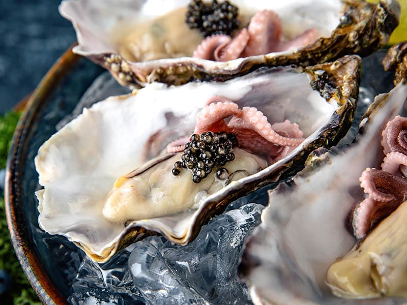 Expensive Serving Of Caviar And Oysters