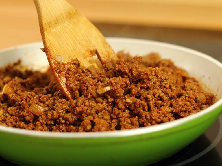 Mixing Minced Beef Spices Chilli