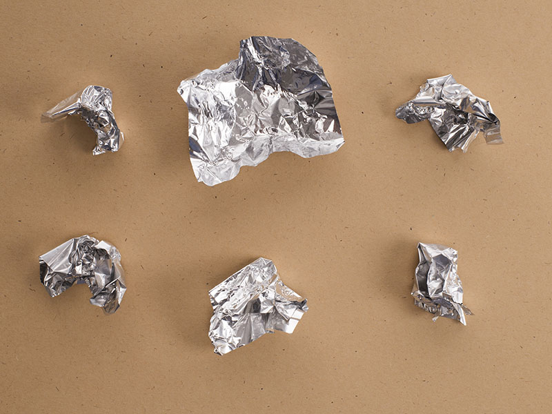 Pieces Crumpled Aluminum Foils
