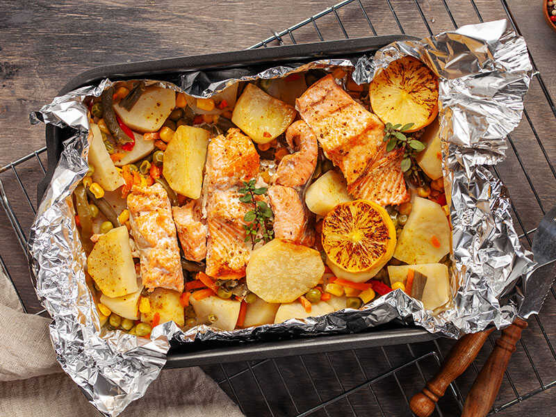 Salmon Vegetables Baked