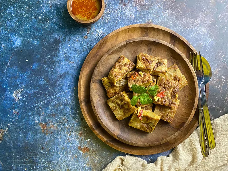 Murtabak Stuffed Panfried Bread Egg