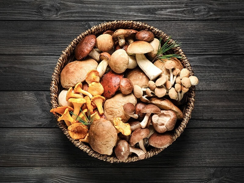 Mushrooms Wicker Bowl