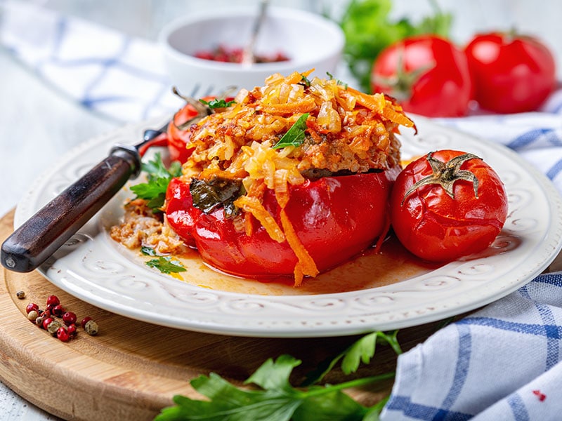 Plate Stuffed Peppers Meat